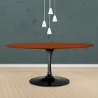 Masă Tulip Eero Saarinen H 73 Oval din stejar vopsit în cireș Made in Italy - Scarlet Viadurini