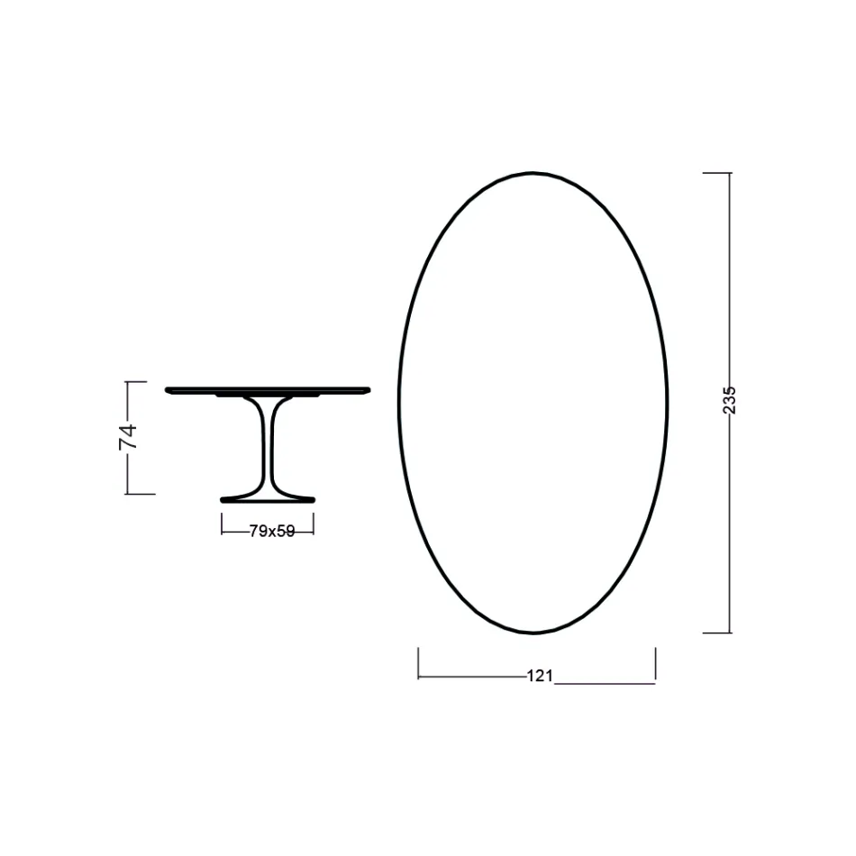 Masă Eero Saarinen Tulip H 73 ovală din lemn de trandafir și stejar vopsit Made in Italy - Scarlet Viadurini