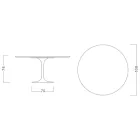 Masa Tulip Eero Saarinen H 73 rotundă în alb absolut Made in Italy - Scarlet Viadurini