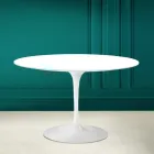 Masa Tulip Eero Saarinen H 73 rotundă în alb absolut Made in Italy - Scarlet Viadurini