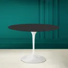Masă Tulip Eero Saarinen H 73 rotundă din ceramică Noir Soft Made in Italy - Scarlet Viadurini