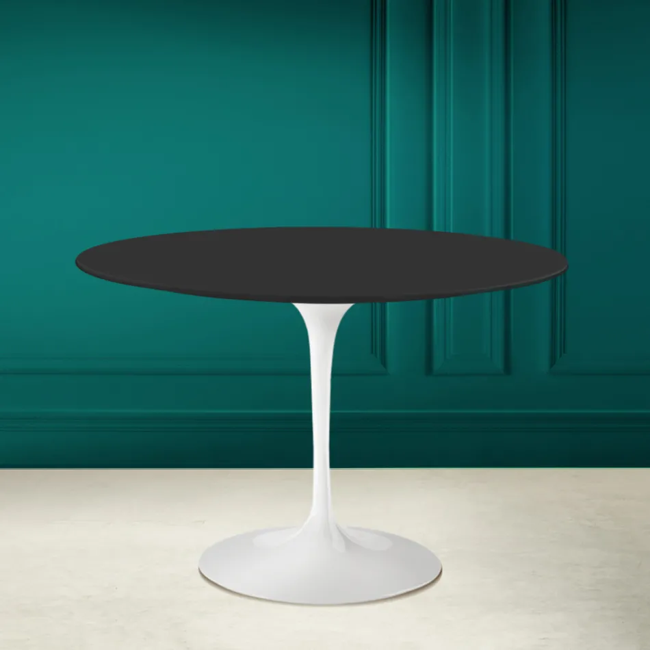 Masă Tulip Eero Saarinen H 73 rotundă din ceramică Noir Soft Made in Italy - Scarlet Viadurini