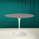 Masă Tulip Eero Saarinen H 73 rotundă din ceramică Pietra Grey Made in Italy - Scarlet Viadurini