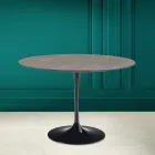 Masă Tulip Eero Saarinen H 73 rotundă din ceramică Pietra Grey Made in Italy - Scarlet Viadurini