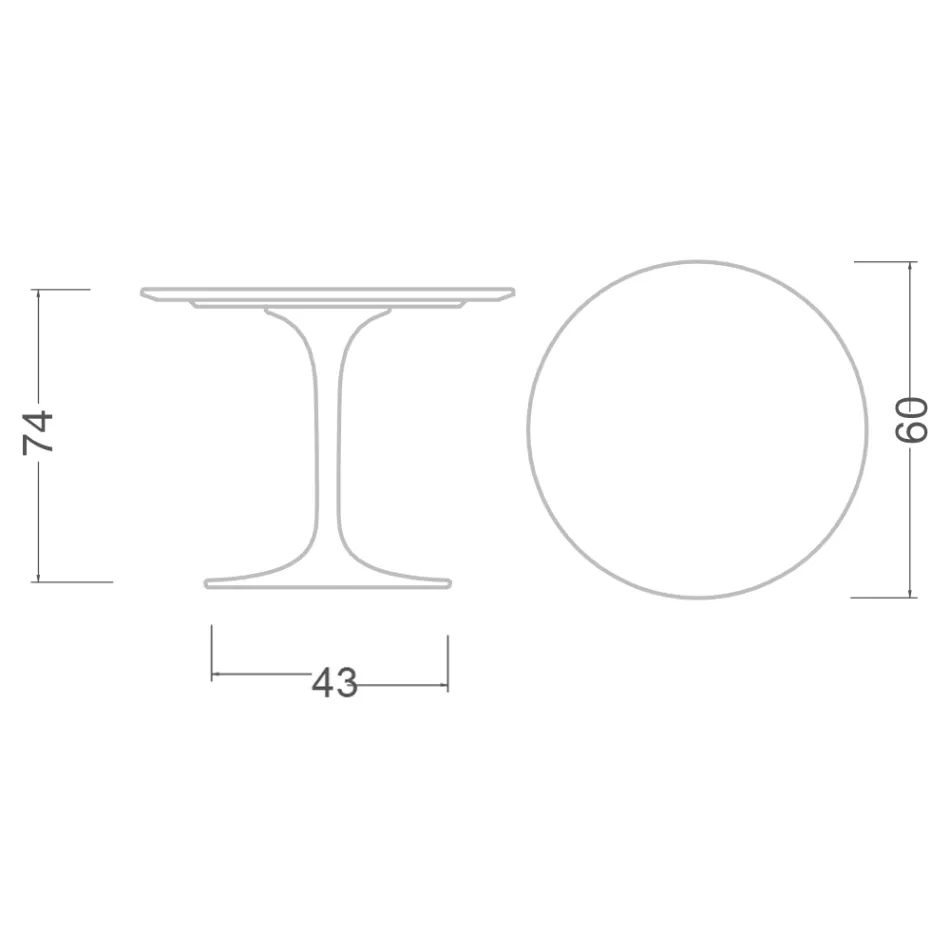 Tulip Table Eero Saarinen H 73 Round Ceramic Sirius Made in Italy - Scarlet Viadurini