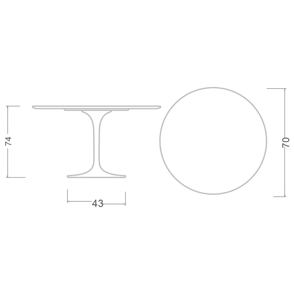 Tulip Table Eero Saarinen H 73 Round Ceramic Sirius Made in Italy - Scarlet Viadurini