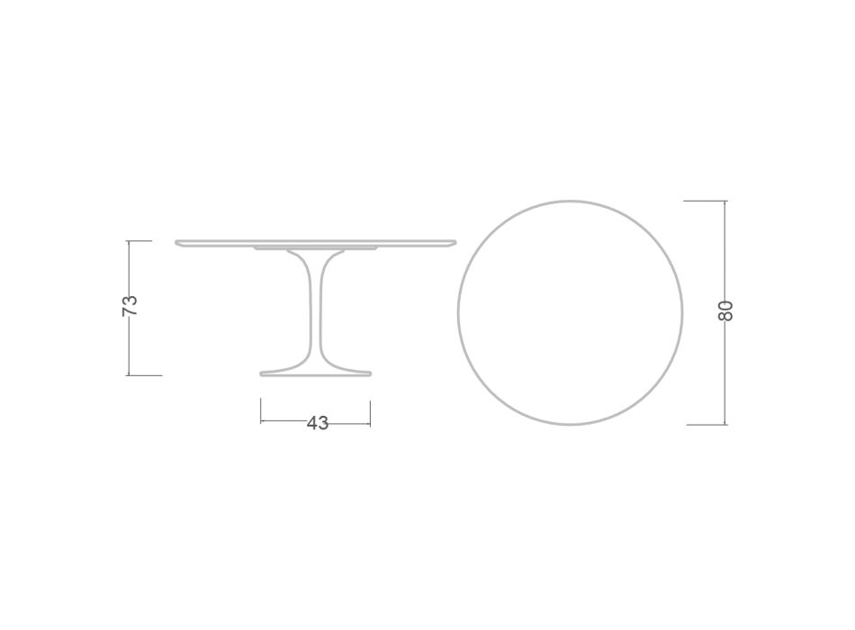 Masa rotunda cu lalele Eero Saarinen H 73 din laminat lichid alb Made in Italy - Scarlet Viadurini