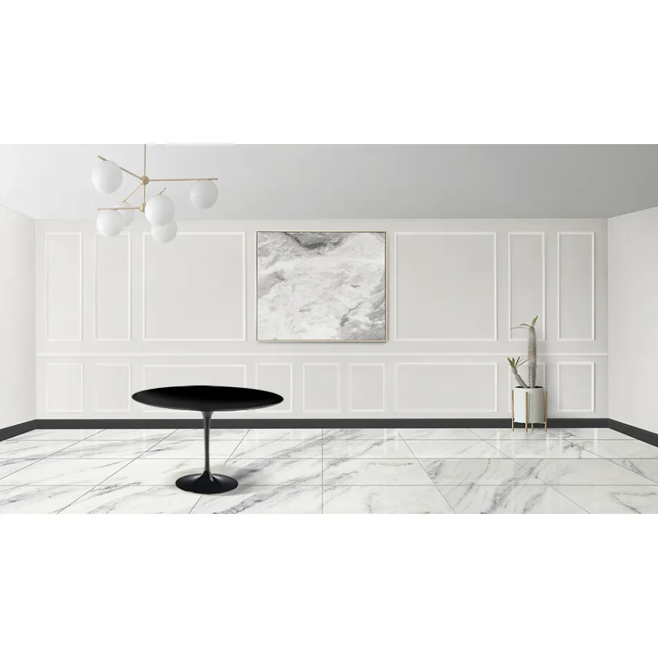 Eero Saarinen H 73 Masă rotundă Tulip în laminat lichid negru Made in Italy - Scarlet Viadurini