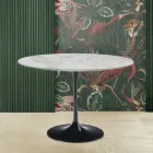 Masa Eero Saarinen Tulip H 73 rotundă din marmură Arabescato Made in Italy - Scarlet Viadurini