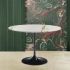 Masă Eero Saarinen Tulip H 73 rotundă din marmură Caracatta aurie Made in Italy - Scarlet Viadurini