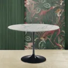 Masă Tulip Eero Saarinen H 73 Round din marmură de Carrara Statuarietto Viadurini