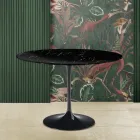 Masa Eero Saarinen Tulip H 73 rotundă din marmură neagră Marquinia Made in Italy - Scarlet Viadurini