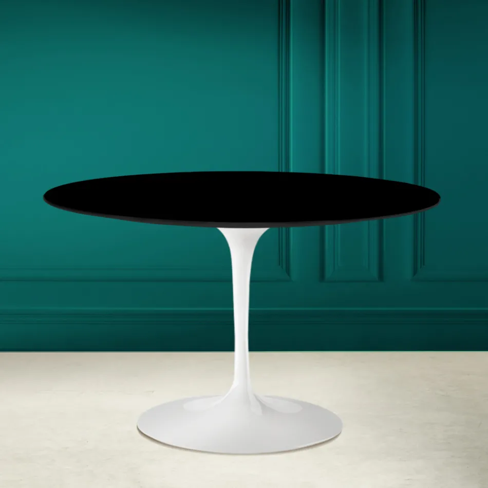 Masa Tulip Eero Saarinen H 73 rotundă în negru absolut Made in Italy - Scarlet Viadurini