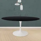 Masă Tulip Eero Saarinen H 73 rotundă din stejar colorat negru Made in Italy - Scarlet Viadurini