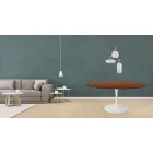 Masă Eero Saarinen Tulip H 73 rotundă din stejar colorat cu nuc închis Made in Italy - Scarlet Viadurini