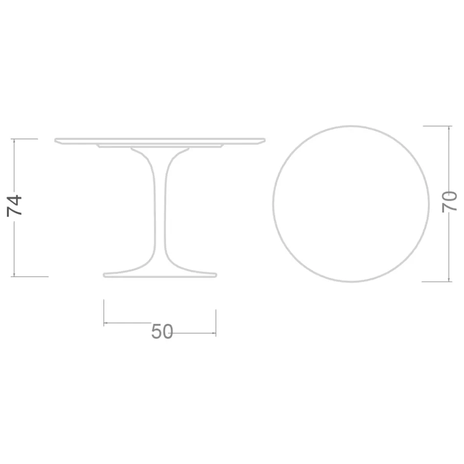 Masa Eero Saarinen Tulip H 74 cu blat din laminat lichid negru Made in Italy - Scarlet Viadurini