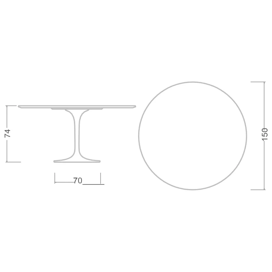 Masă Eero Saarinen Tulip H 74 cu blat MDF cu laminat lichid negru - Scarlet Viadurini