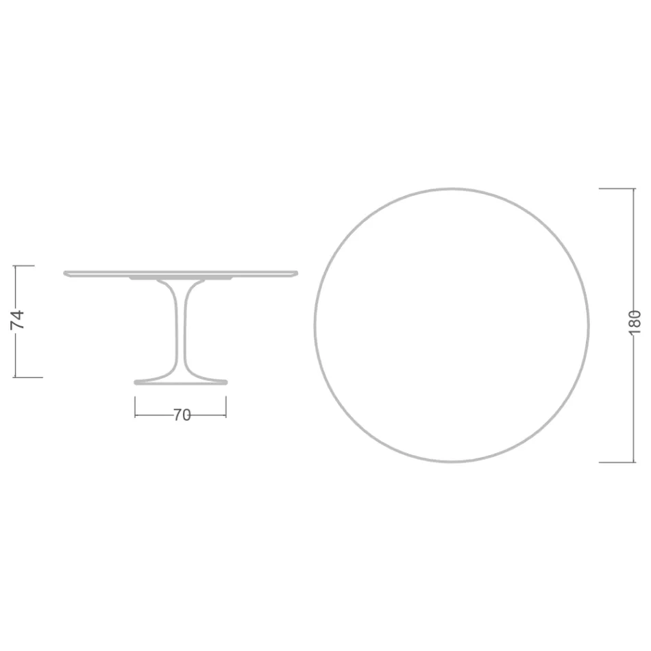 Masă Eero Saarinen Tulip H 74 cu blat MDF cu laminat lichid negru - Scarlet Viadurini