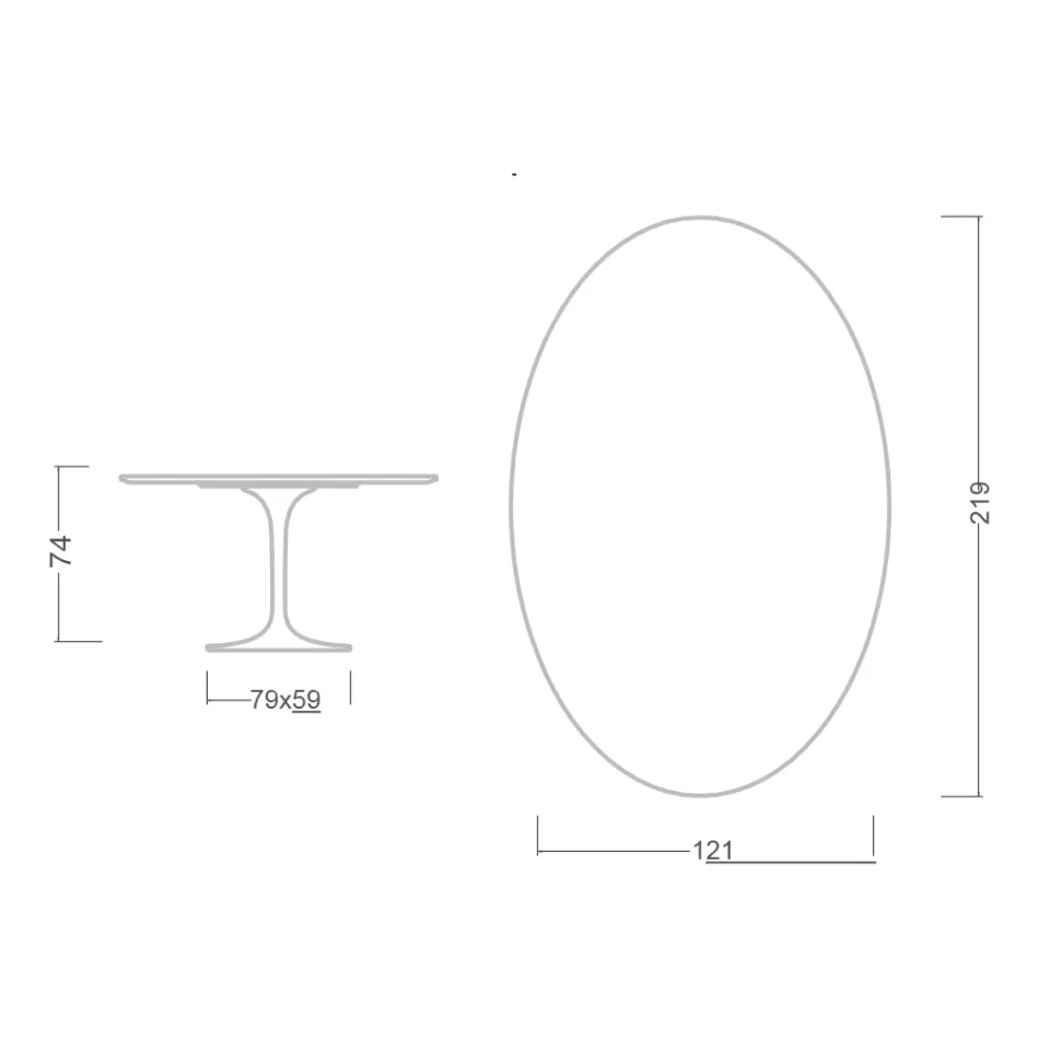Masa Eero Saarinen Tulip H 74 cu blat oval din marmură Arabescato Made in Italy - Scarlet Viadurini
