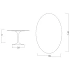 Masa Eero Saarinen Tulip H 74 cu blat oval din marmură Arabescato Made in Italy - Scarlet Viadurini