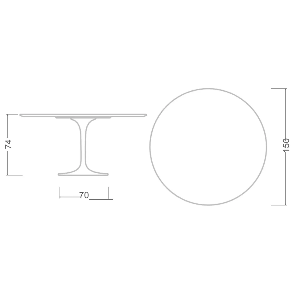 Masă Eero Saarinen Tulip H 74 cu blat rotund din marmură Carrara Statuarietto - Scarlet Viadurini