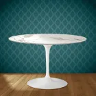 Masă Eero Saarinen Tulip H 74 în ceramică Aura 22 fabricată în Italia - Stacojiu Viadurini