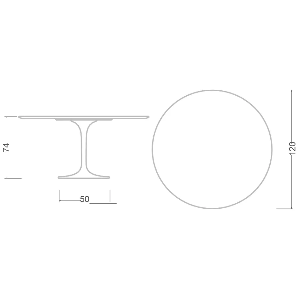 Masă Eero Saarinen Tulip H 74 în ceramică Aura 22 fabricată în Italia - Stacojiu Viadurini