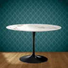 Masă Eero Saarinen Tulip H 74 în ceramică Aura 22 fabricată în Italia - Stacojiu Viadurini