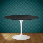 Masă Eero Saarinen Tulip H 74 în ceramică Domoos fabricată în Italia - Stacojiu Viadurini