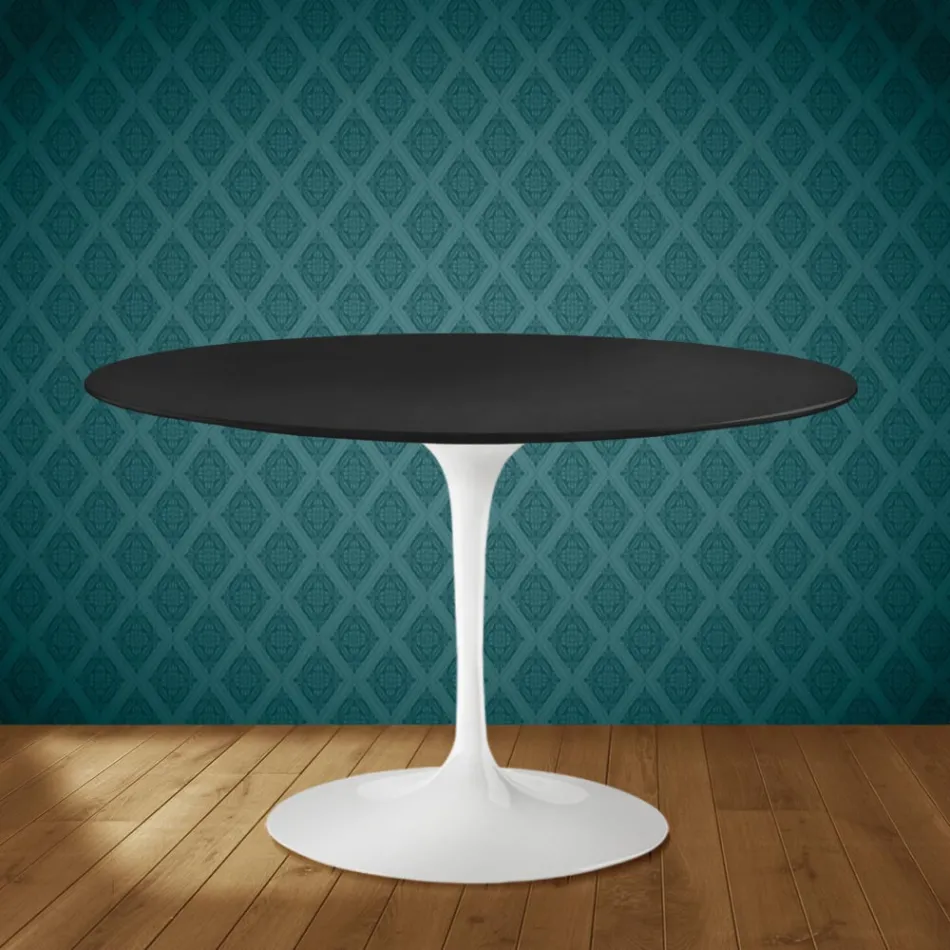 Masă Eero Saarinen Tulip H 74 în ceramică Domoos fabricată în Italia - Stacojiu Viadurini