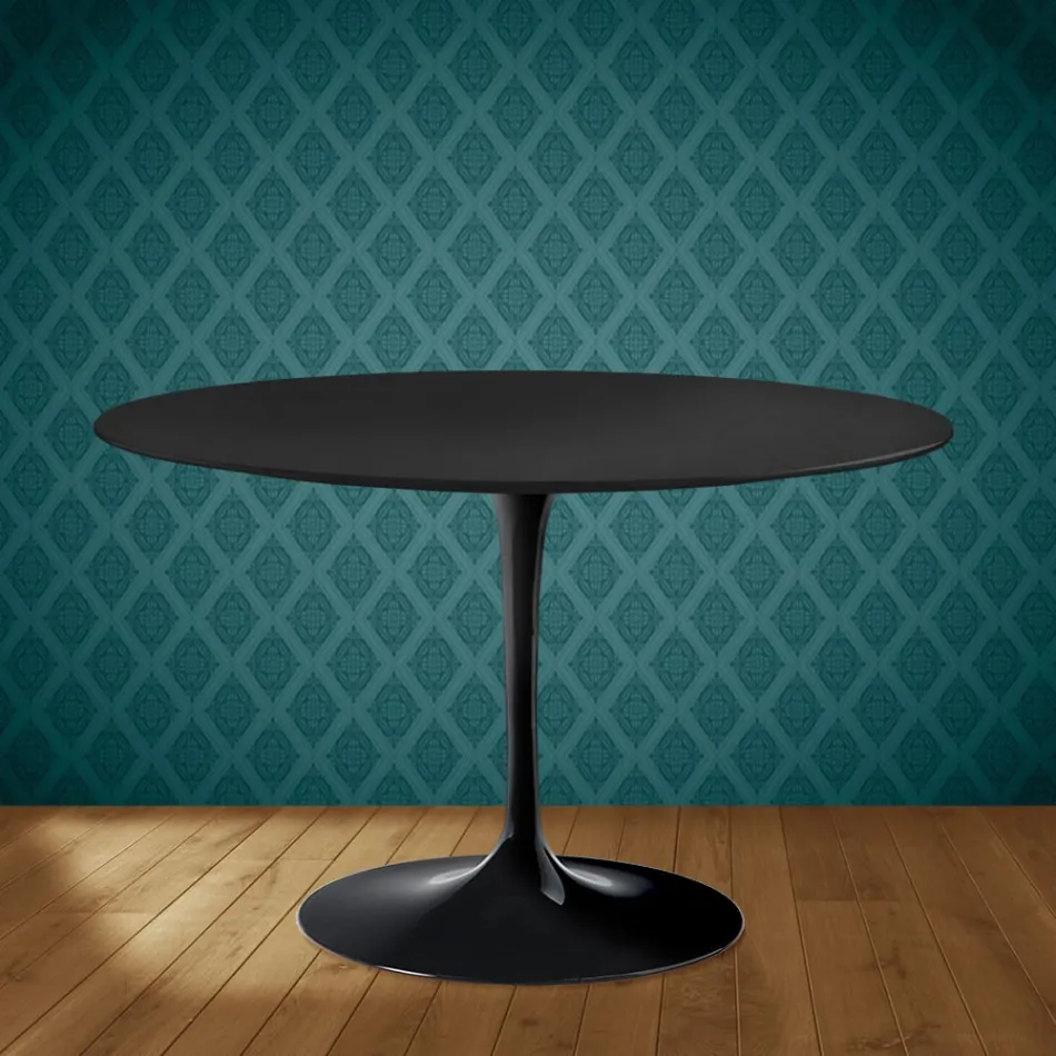 Masă Eero Saarinen Tulip H 74 în ceramică Domoos fabricată în Italia - Stacojiu Viadurini
