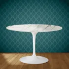 Masă Eero Saarinen Tulip H 74 în ceramică lustruită fabricată în Italia - Stacojiu Viadurini