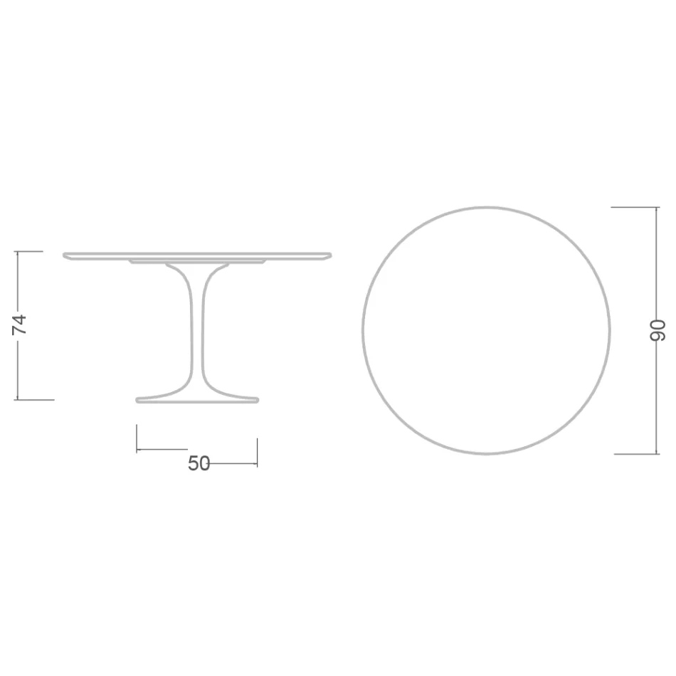 Masă Eero Saarinen Tulip H 74 în ceramică lustruită fabricată în Italia - Stacojiu Viadurini