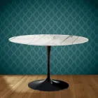 Masă Eero Saarinen Tulip H 74 în ceramică lustruită fabricată în Italia - Stacojiu Viadurini