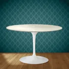 Masă Eero Saarinen Tulip H 74 în ceramică Marmorio Fabricată în Italia - Stacojiu Viadurini