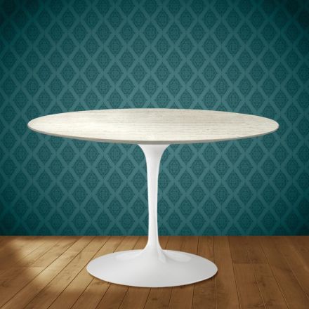 Masă Eero Saarinen Tulip H 74 în ceramică Marmorio Fabricată în Italia - Stacojiu Viadurini