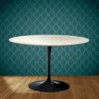 Masă Eero Saarinen Tulip H 74 în ceramică Marmorio Fabricată în Italia - Stacojiu Viadurini