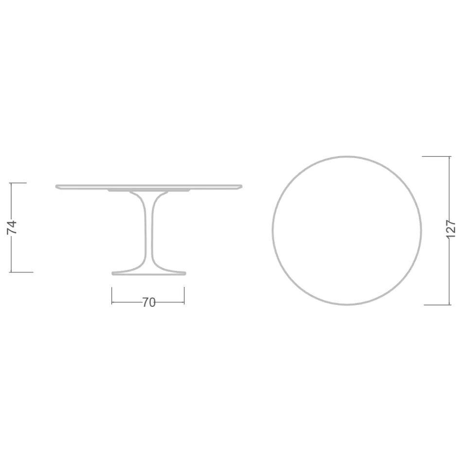 Masă Eero Saarinen Tulip H 74 în ceramică Moonè fabricată în Italia - Stacojiu Viadurini
