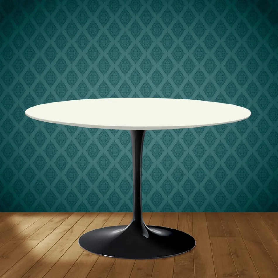 Masă Eero Saarinen Tulip H 74 în ceramică Moonè fabricată în Italia - Stacojiu Viadurini