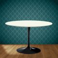 Masă Eero Saarinen Tulip H 74 în ceramică Moonè fabricată în Italia - Stacojiu