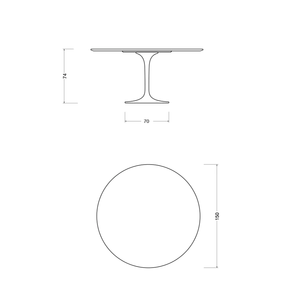 Masă Tulip Eero Saarinen H 74 din ceramică Morpheus fabricată în Italia - Stacojiu Viadurini