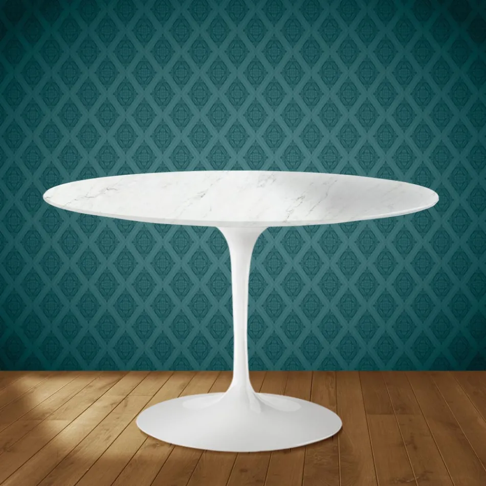 Masă Eero Saarinen Tulip H 74 în ceramică Salina fabricată în Italia - Stacojiu Viadurini