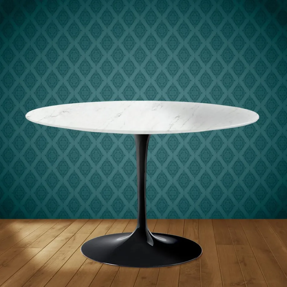 Masă Eero Saarinen Tulip H 74 în ceramică Salina fabricată în Italia - Stacojiu Viadurini