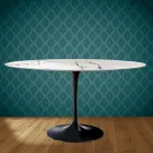 Masă Eero Saarinen Tulip H 74 Ovală din Ceramică Aura 22 Fabricată în Italia - Stacojiu Viadurini