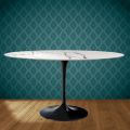 Masă Eero Saarinen Tulip H 74 Ovală din Ceramică Aura 22 Fabricată în Italia - Scarlet