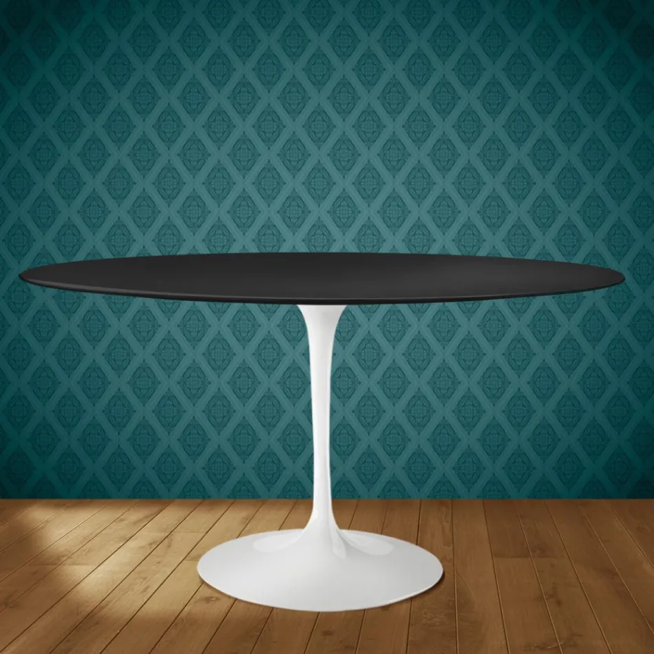 Masă Eero Saarinen Tulip H 74 Ovală din Ceramică Domoos Fabricată în Italia - Stacojiu Viadurini