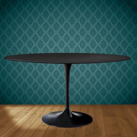 Masă Eero Saarinen Tulip H 74 Ovală din Ceramică Domoos Fabricată în Italia - Stacojiu Viadurini