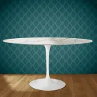 Masă Eero Saarinen Tulip H 74 ovală din ceramică lucioasă fabricată în Italia - stacojiu Viadurini