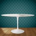 Masă Eero Saarinen Tulip H 74 Ovală din Ceramică Lustruită Fabricată în Italia - Stacojiu