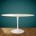 Masă Eero Saarinen Tulip H 74 Ovală din Ceramică Marmorio Fabricată în Italia - Stacojiu Viadurini